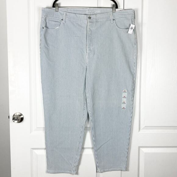 New OLD NAVY Extra High-Waisted Button-Fly Sky-Hi Straight Striped Jeans 26 - Picture 2 of 15